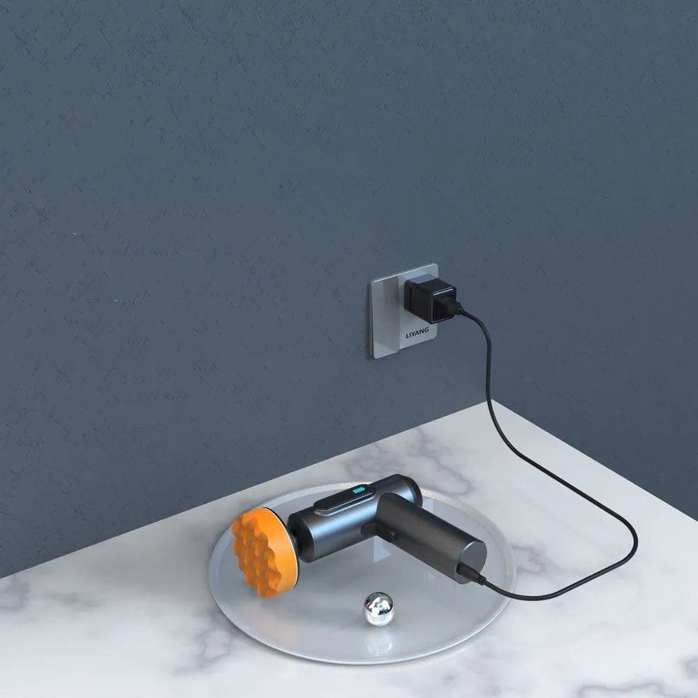 Wireless lithium battery waxing and polishing machine with polishing disc on a work surface