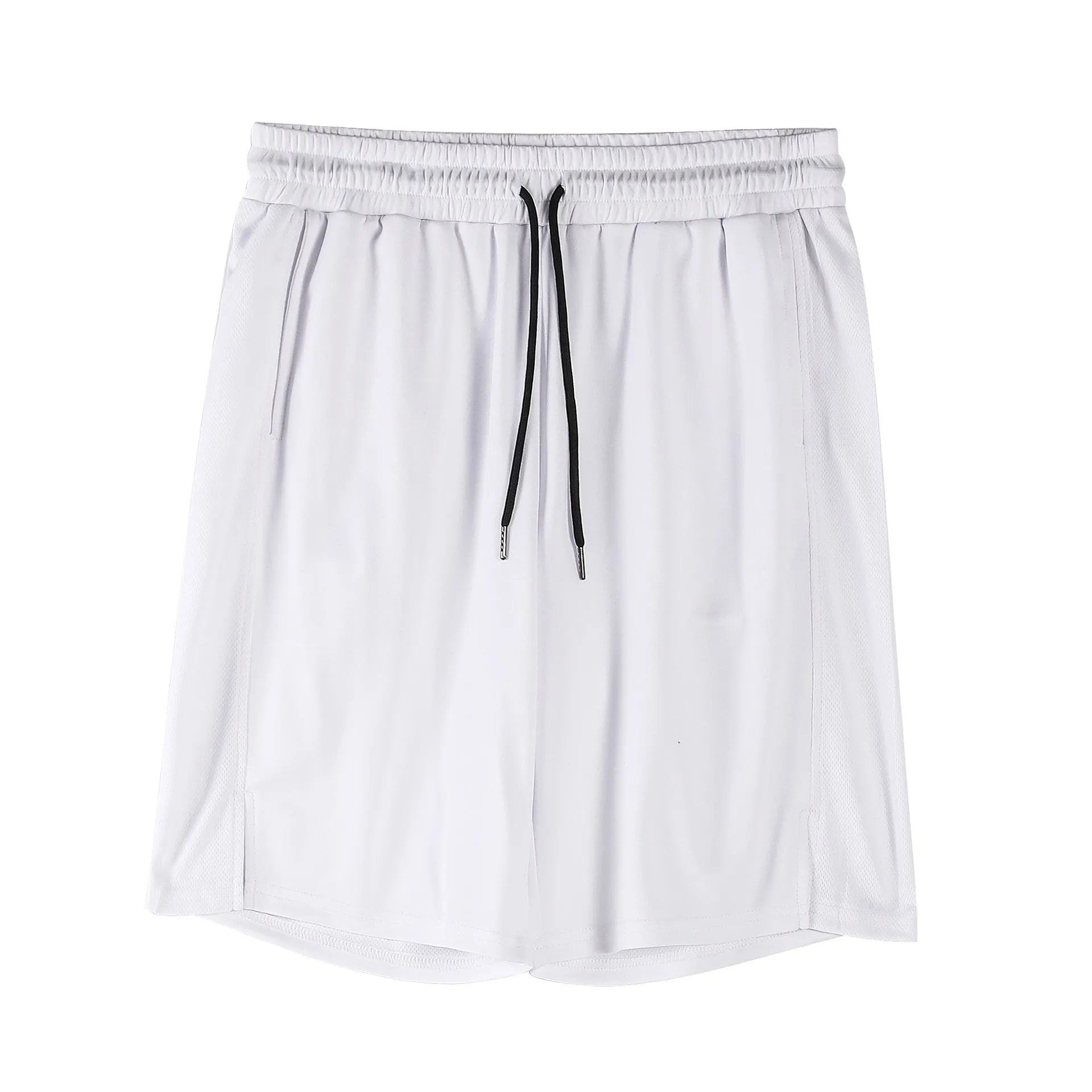 Men's black quick-drying mesh sports shorts with a loose fit and elasticated waist.