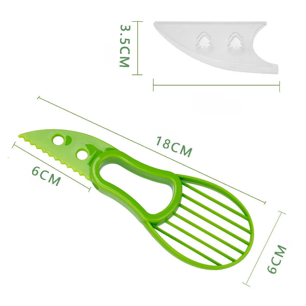 Multifunctional avocado knife in green and orange colours made of polypropylene