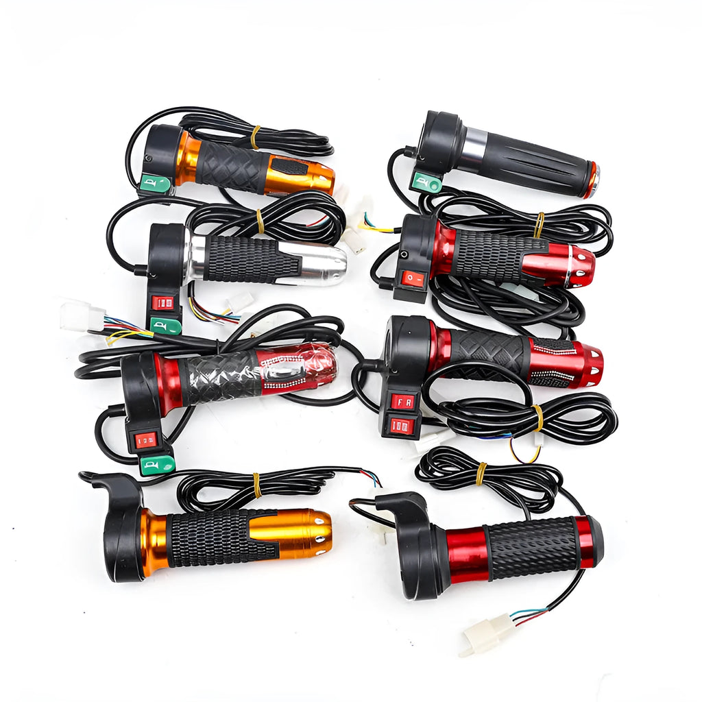 Three-wheel electric vehicle refuelling transfer handle in plastic with three-speed rotating control