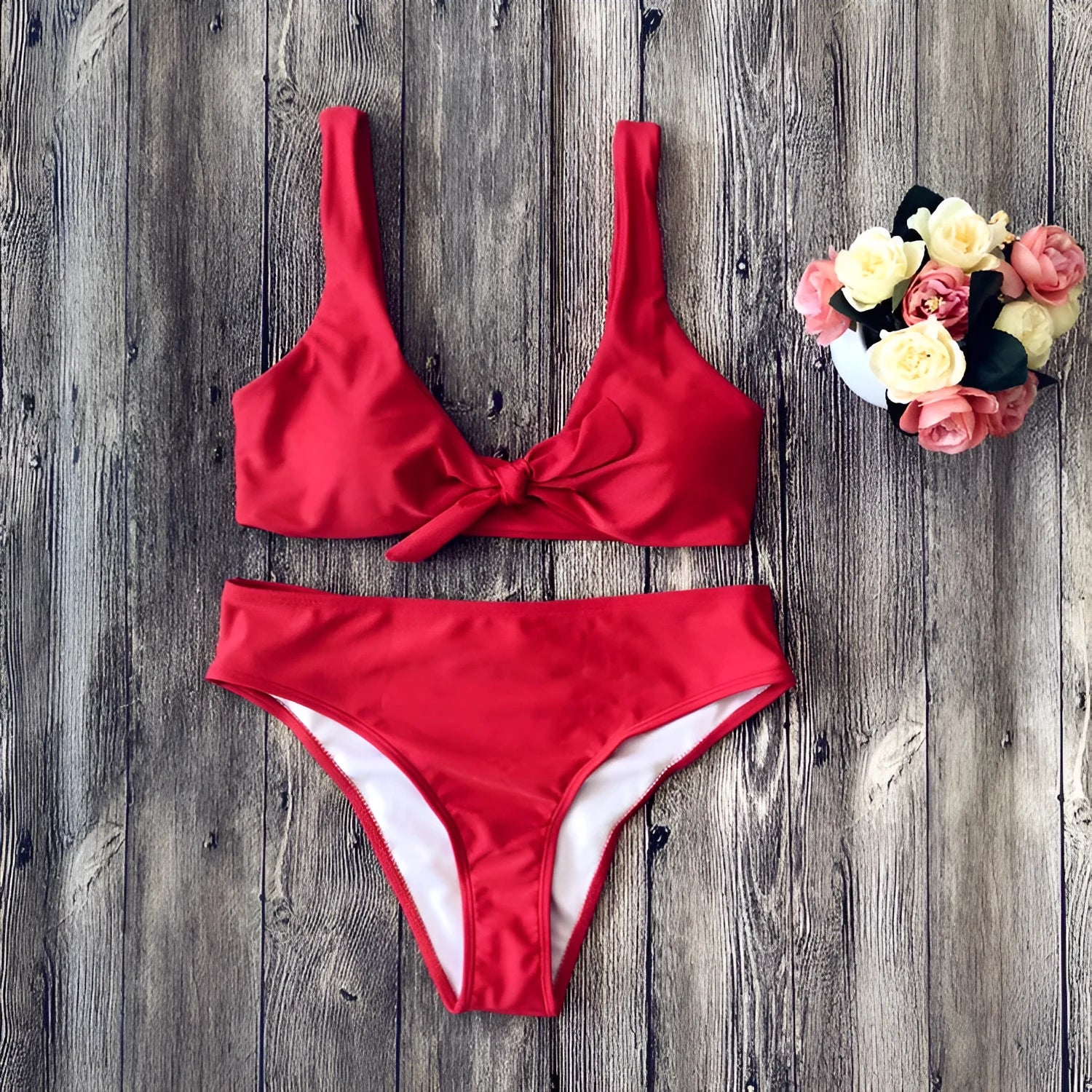 Polyester bikini set with bra and briefs in five colour options