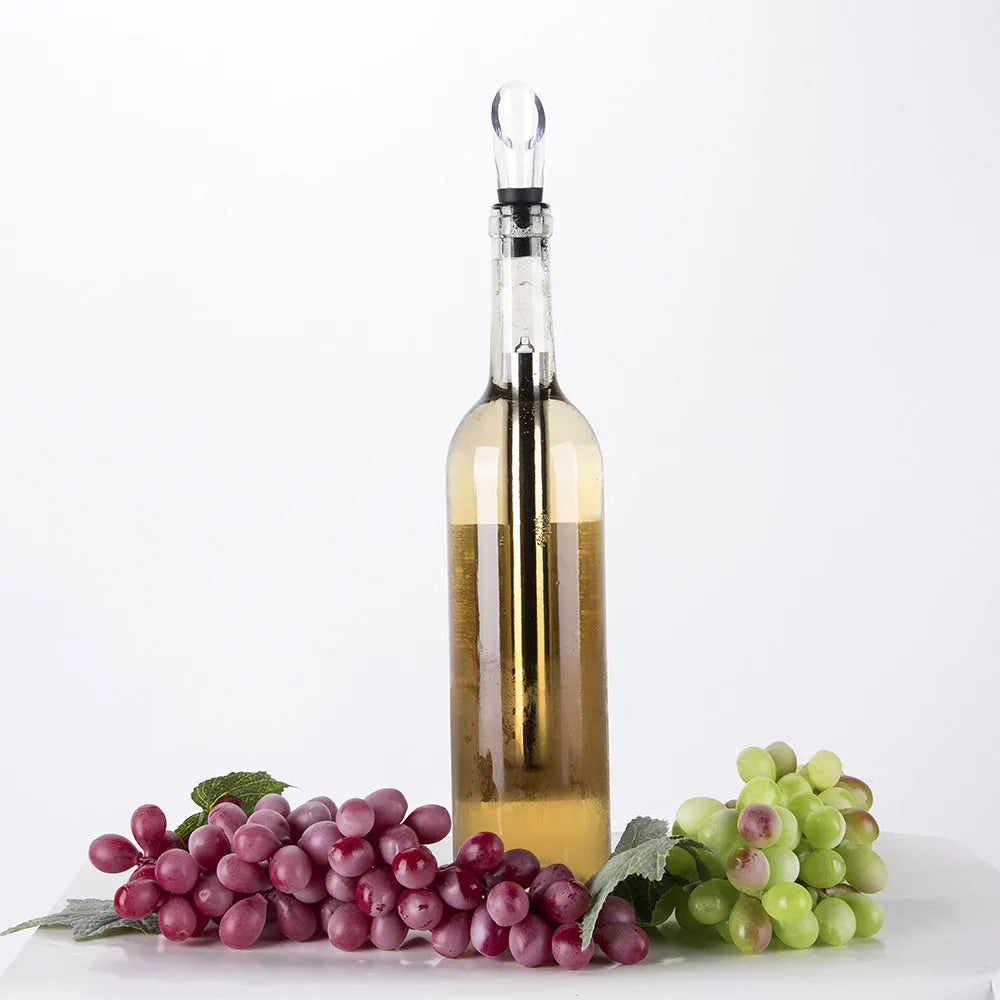 Stainless steel wine chilling rod with acrylic pourer, total length 32cm
