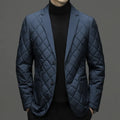 Men's thick winter down lapel jacket in solid colour with side seam pockets
