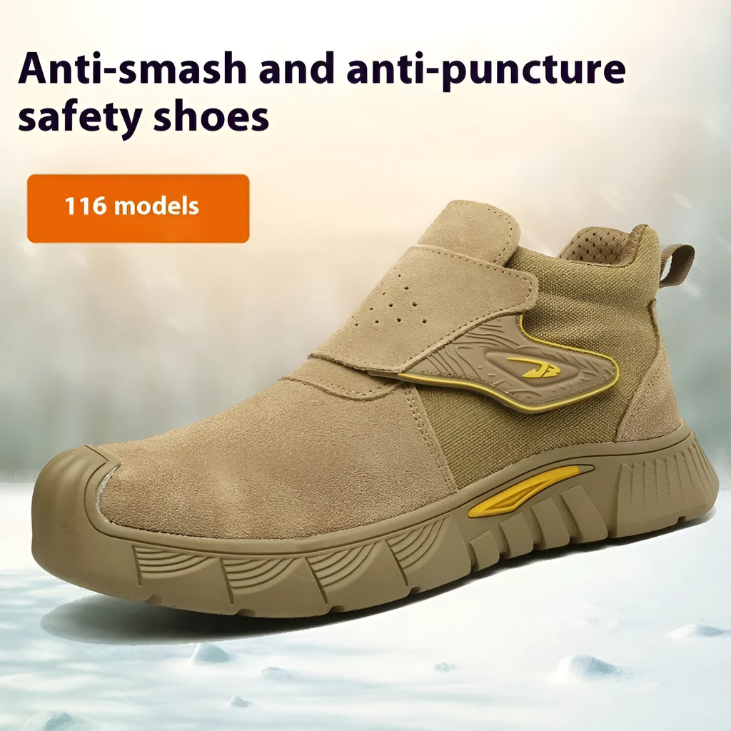 Lightweight leather safety work shoes with anti-smashing and puncture protection in multiple colour options