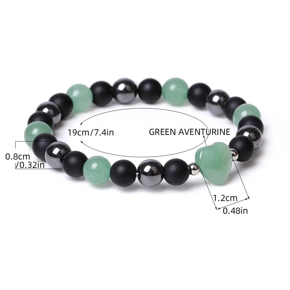 Lvdongling Tigereye hand-cut peach heart geometric stone bracelet with moon and planet charms