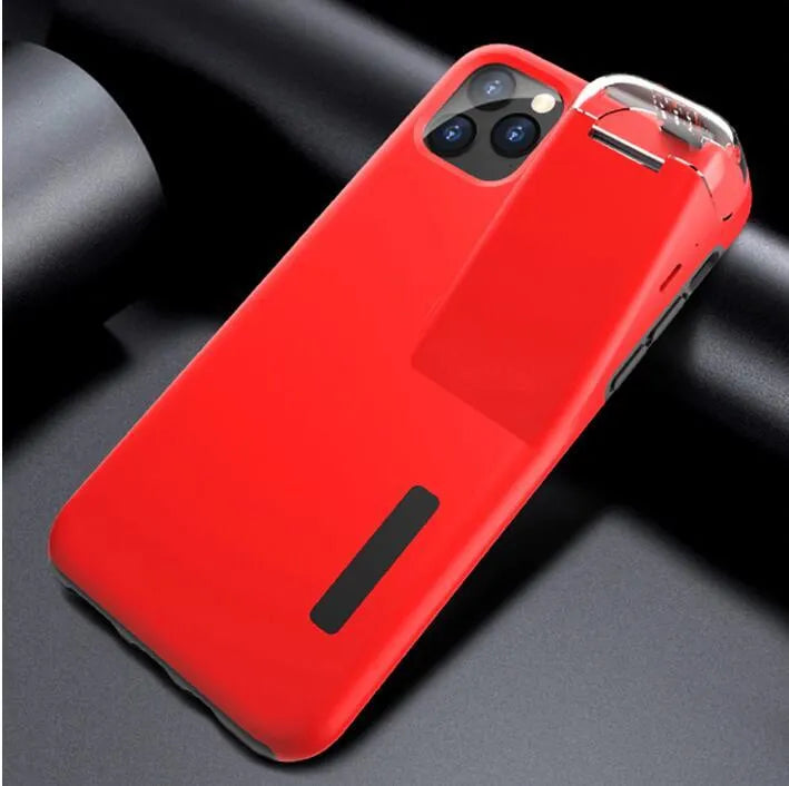Black edge compatible charging case cover for AirPods and iPhone showing two-in-one design