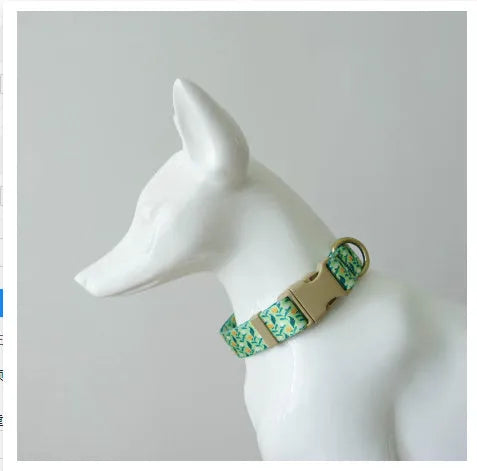 Flower pattern nylon pet collar in Hanada colour with adjustable sizing