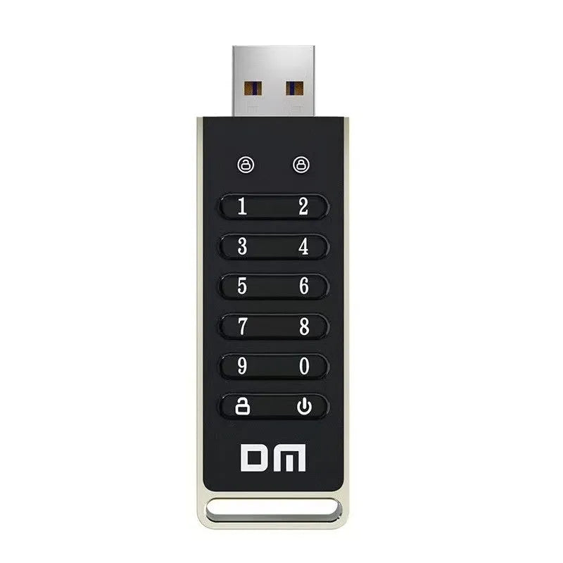 64GB metal USB flash drive with fingerprint scanner and digital encryption buttons