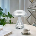 White rechargeable three-colour changing night lamp with USB port, dimensions 20x16cm