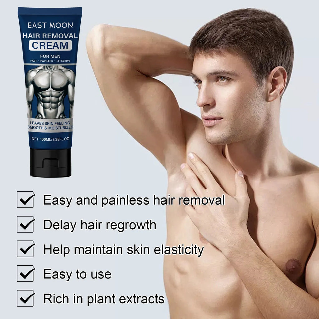 Men's depilatory cream in 100ml tube for beard, armpit, hand and leg hair removal