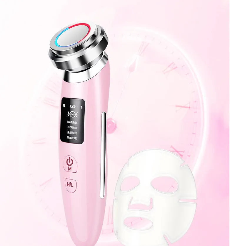 Pink skin rejuvenation instrument for facial cleansing with 185mm length portable design