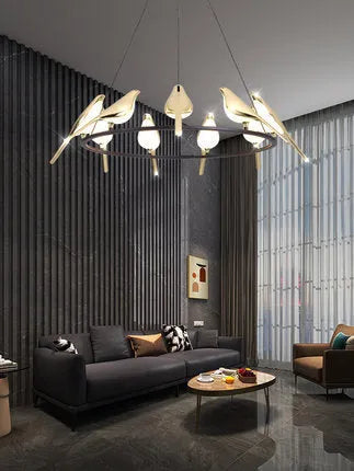 Modern aluminium alloy and iron hall chandelier with adjustable height mechanism and 650mm diameter