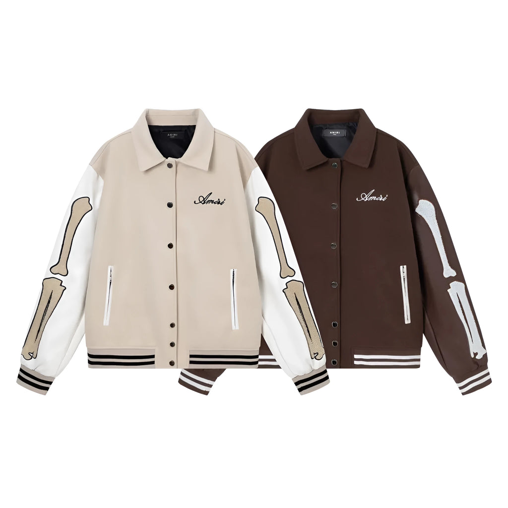 Women's apricot embroidered bone stitch wool jacket with long sleeves for autumn winter.