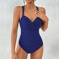 Women's solid colour one-piece swimsuit in polyester fabric with spandex lining