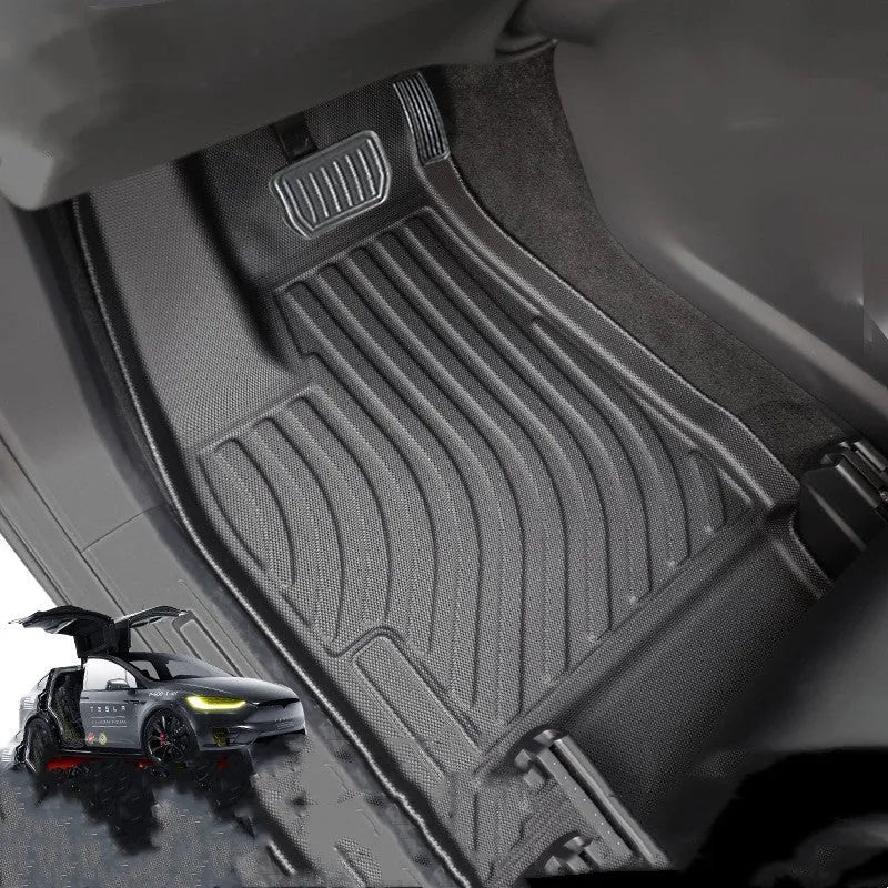 Tesla Model X waterproof rubber floor mat and trunk liner set for 2016-2022 vehicles