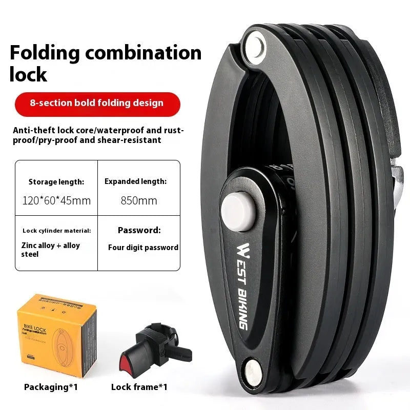 Black bicycle anti-theft fliplock for water bottle cage security with folding lock design