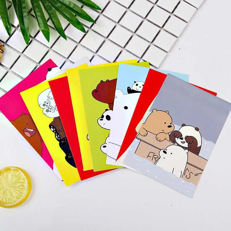 Pack of nine Japanese-style minimalist cartoon postcards with Paris and historic site designs.