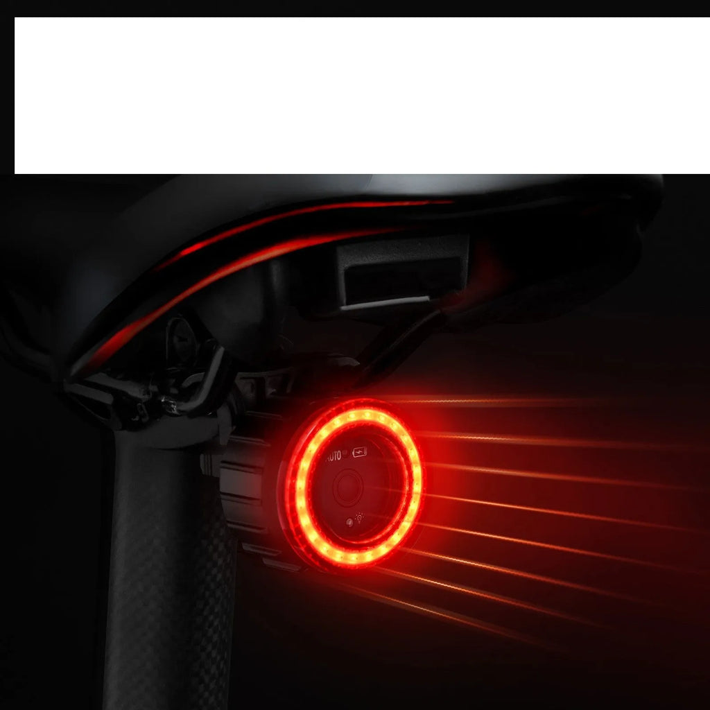Black intelligent induction brake taillight with aluminium alloy construction and seat tube bracket