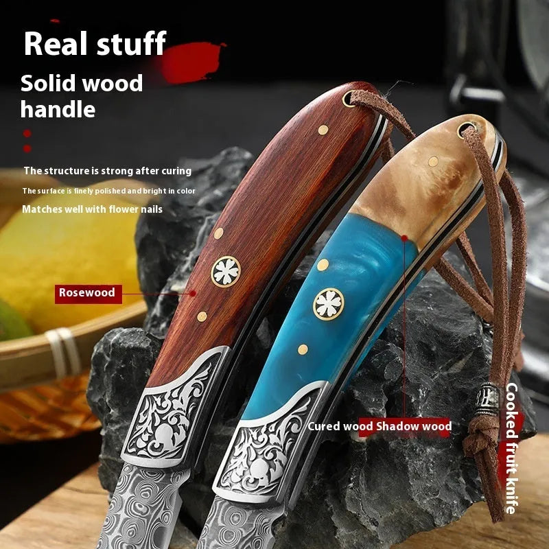 VG10 stainless steel folding portable mini outdoor knife with dovetail pattern