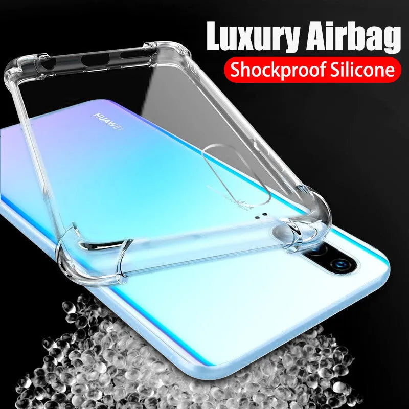 Transparent Huawei Honor phone case with clear TPU construction showing smartphone compatibility