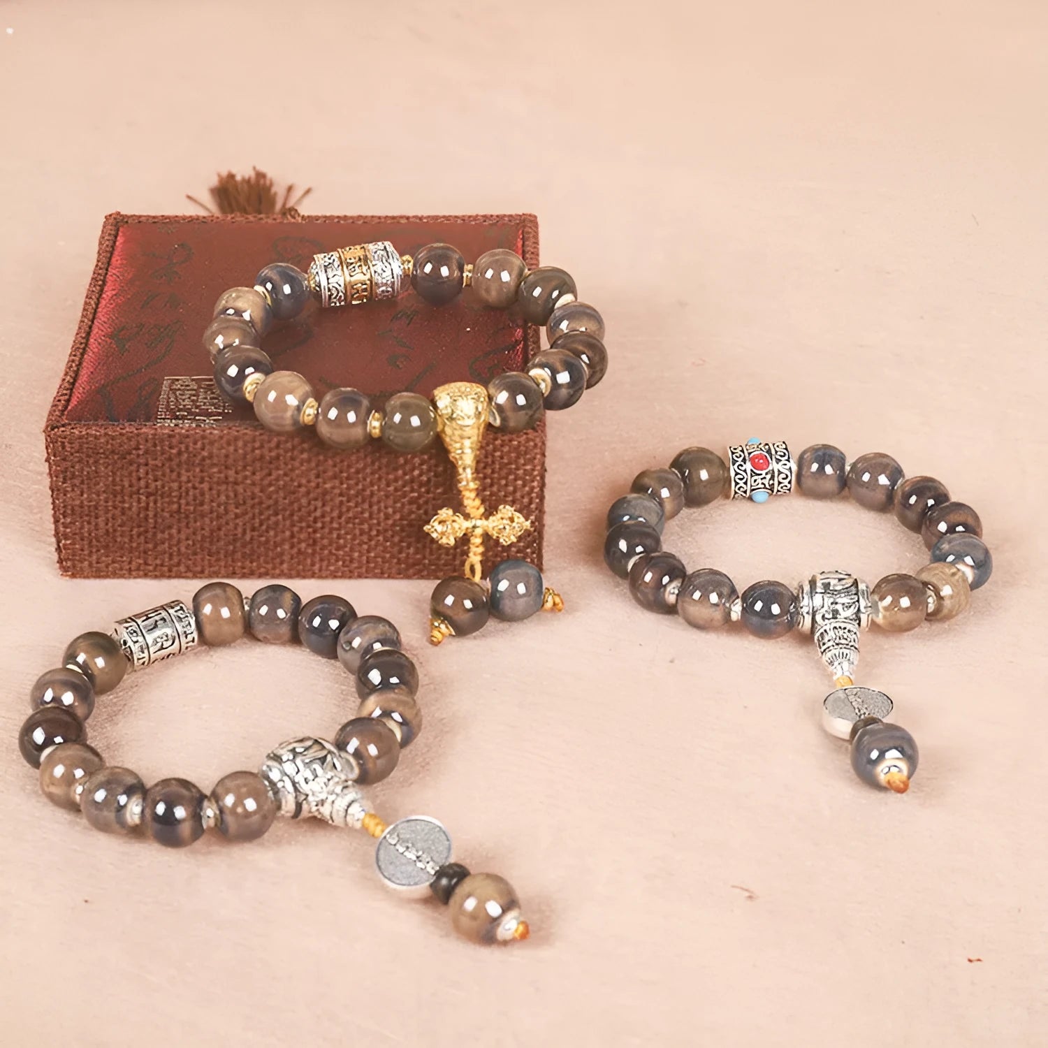 Men's gradient ceramic chain bracelet in polished coloured glaze, approximately 13mm size