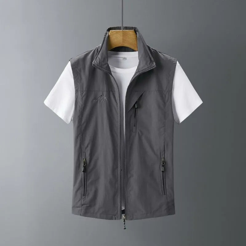 Men's slim-fit rabbit fur waistcoat with hood in army green colour option