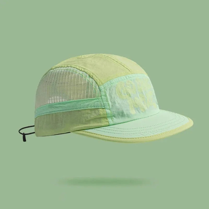 Gradient quick-drying mesh baseball cap in light green colour with dome crown styling.
