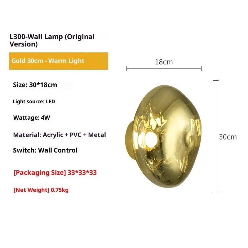 Modern creative staircase bar lava wall lamp with acrylic shade in gold colour warm light
