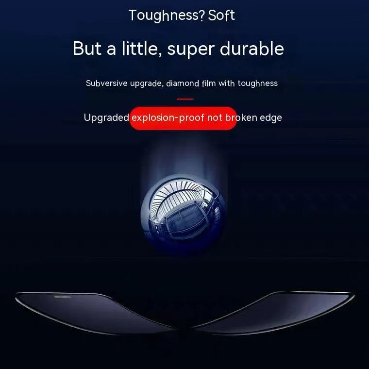 Tempered glass privacy screen protector for iPhone showing anti-peeping and dustproof features.