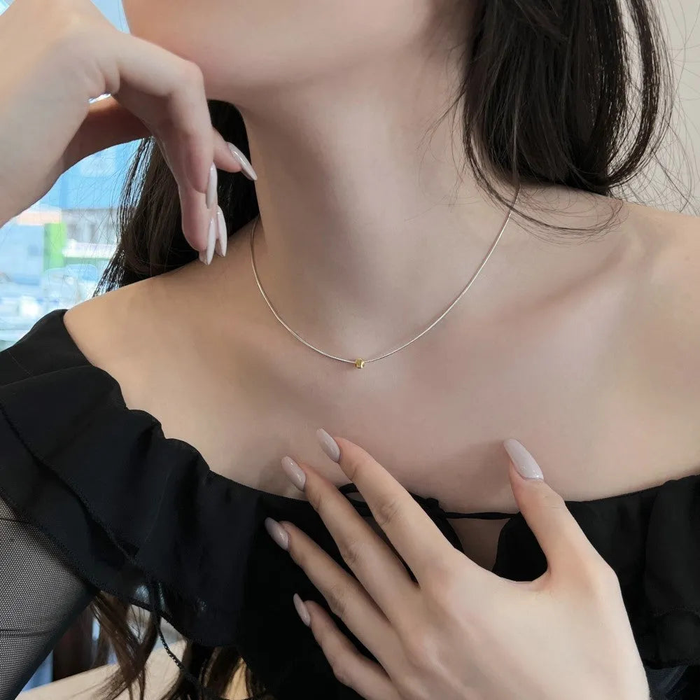 925 sterling silver necklace for women with golden ball pendant and regular chain