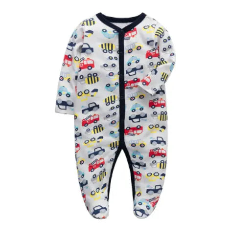 Cotton baby one-piece clothes in a dinosaur print design for infants aged 3 to 12 months