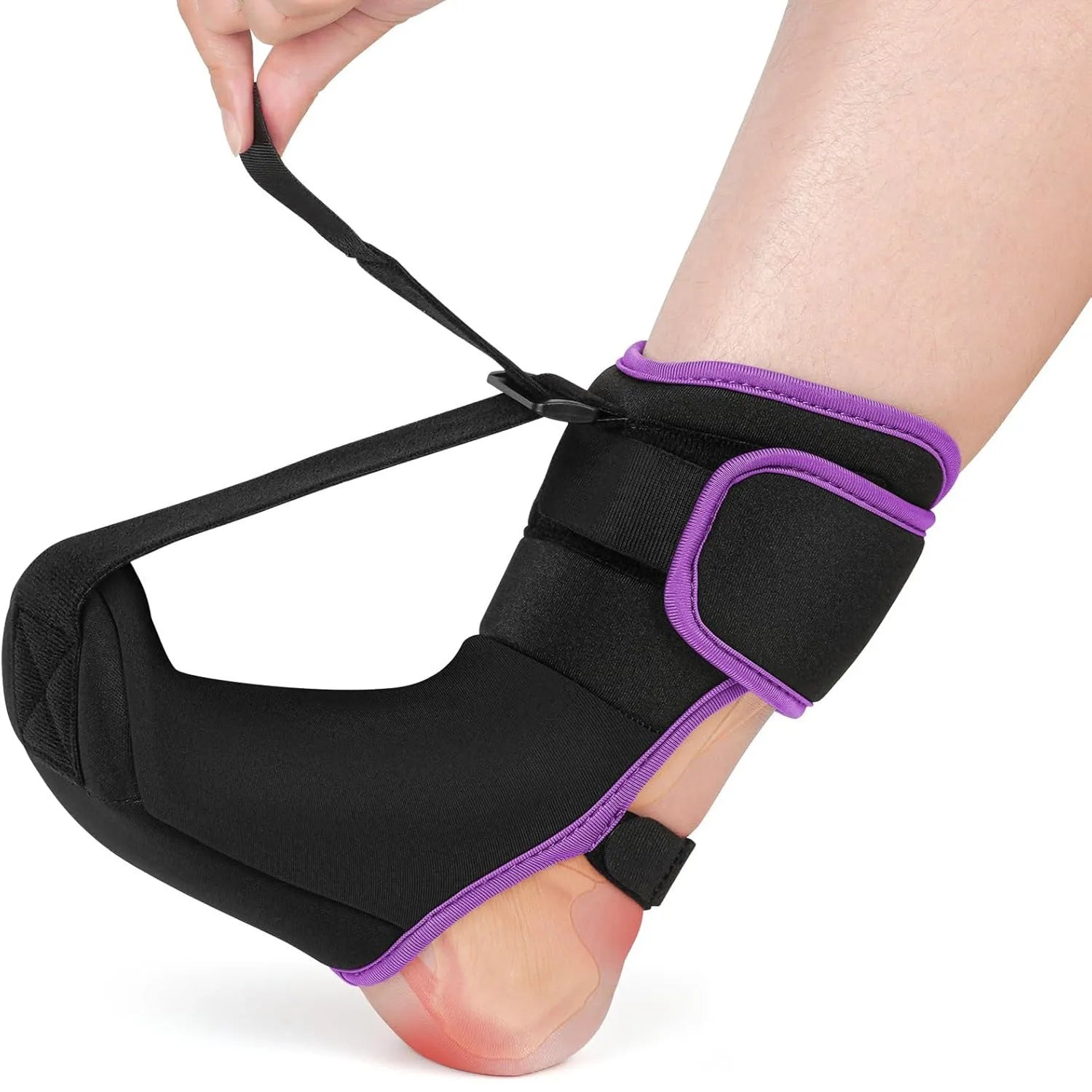 Adjustable neoprene foot drooping stretch strap night splint in black and grey for unisex use