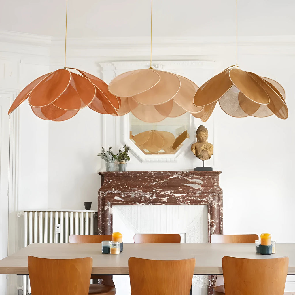 Bohemian style fabric hanging pendant lamp in a choice of colours and diameters