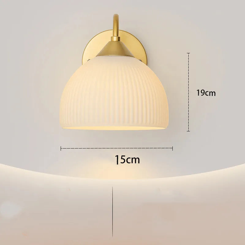 Gold and white glass lampshade on iron frame with spray paint frosted finish for corridors and living rooms