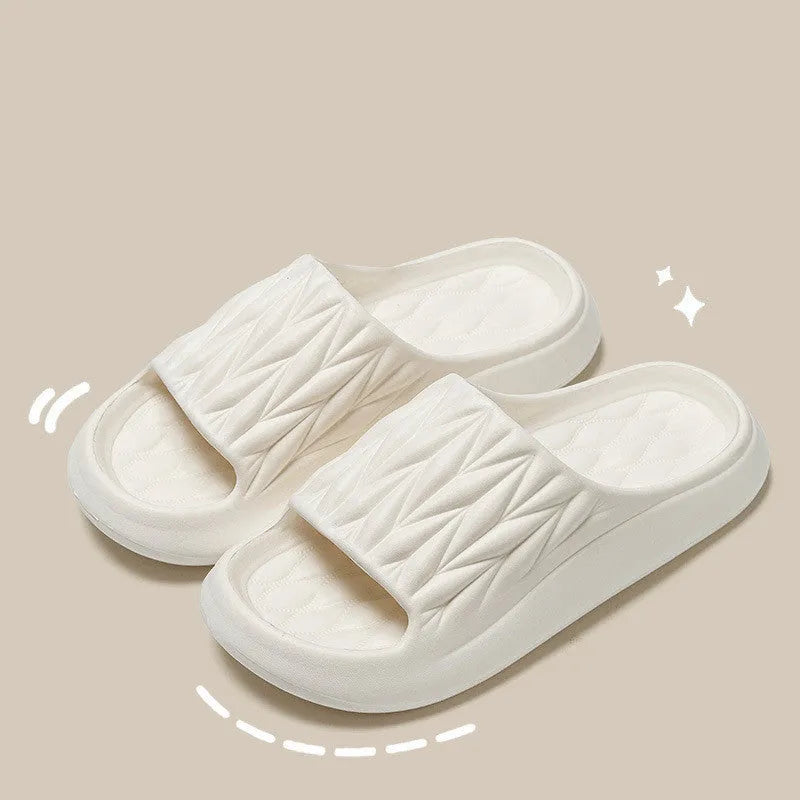 Leaf texture design EVA slippers for men and women in various colours on a non-slip sole.