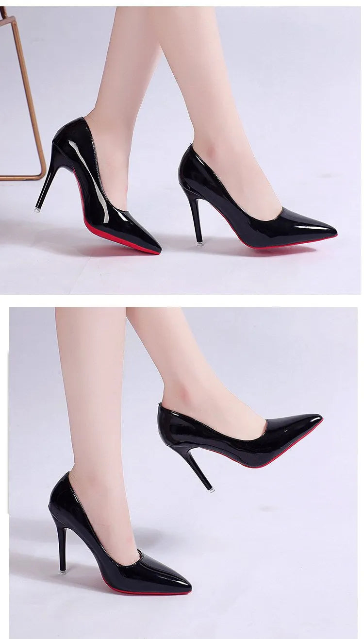 Women's solid colour stiletto heel pump with pointed toe in black