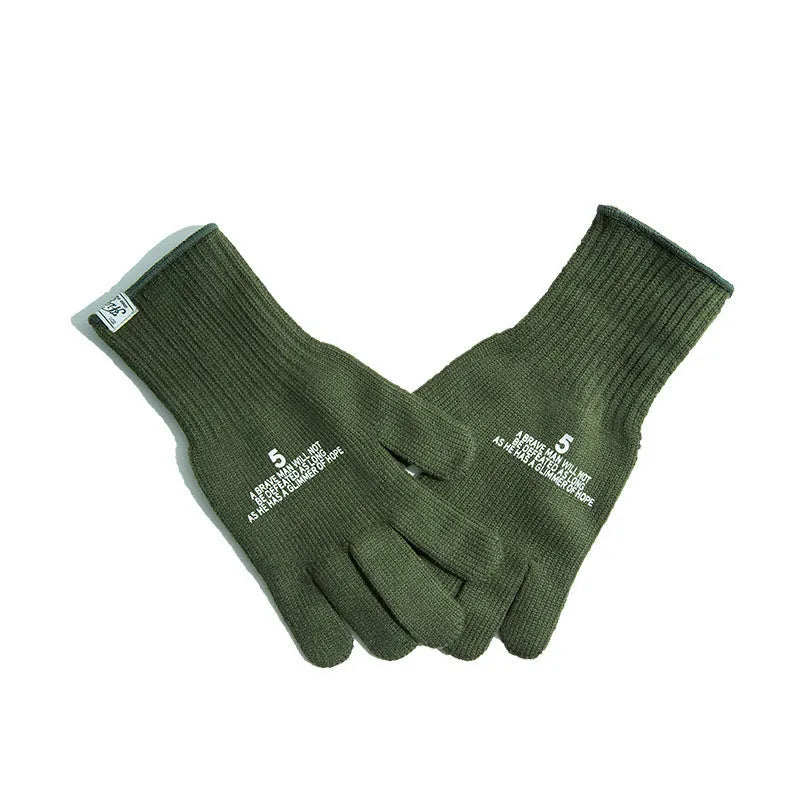 Men's winter cycling gloves in polyester free size black and green for outdoor biking