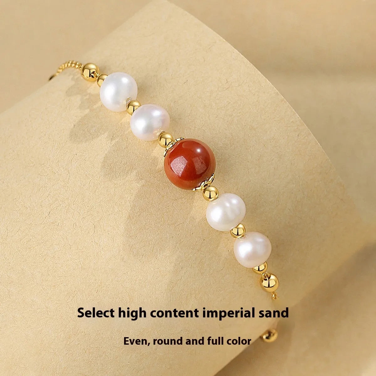 Yellow cinnabar charm on a silver 925 adjustable bracelet chain for women