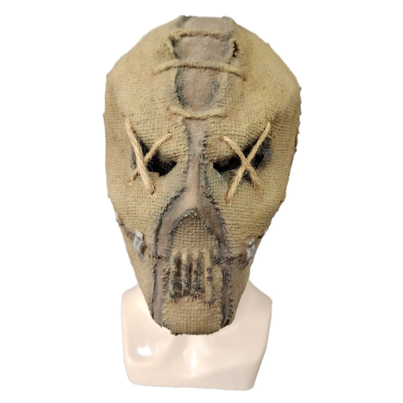 Latex scar skull mask head cover for DIY Halloween costumes, shown from the front.