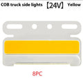 Waterproof aluminium housing COB LED truck side light for 12V and 24V systems in five colour options.