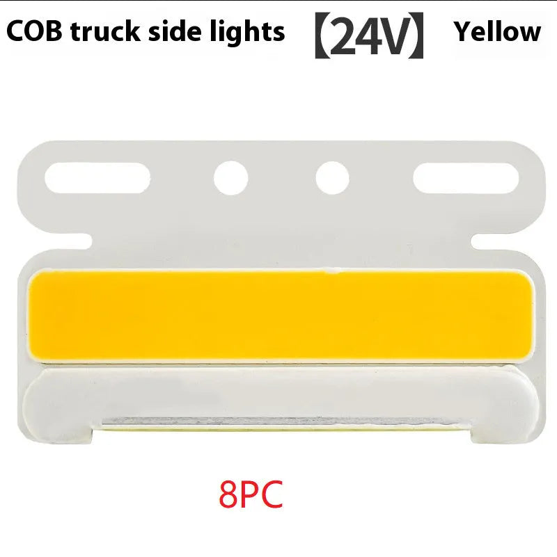 Waterproof aluminium housing COB LED truck side light for 12V and 24V systems in five colour options.