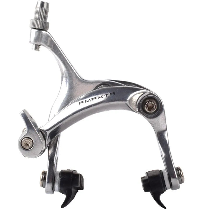 Road bicycle dual-axis brake caliper upgrade kit with U-shaped clamp in black or silver finish