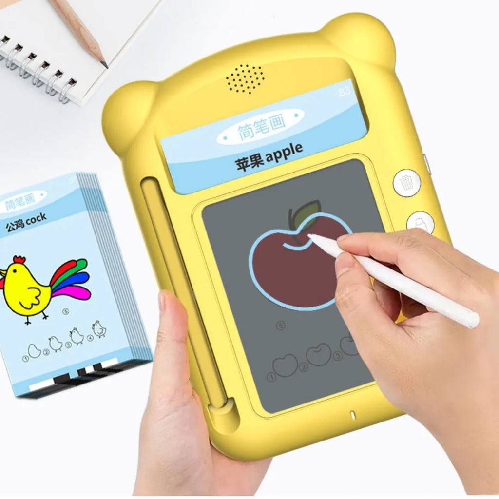 Yellow ABS plastic early learning machine with bilingual card system for children's education