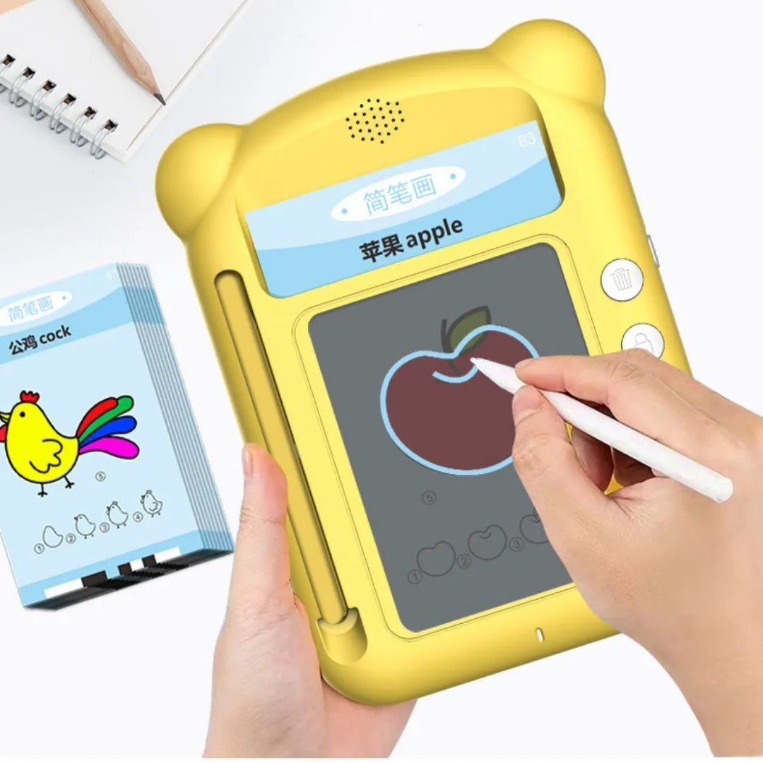 Yellow ABS plastic early learning machine with bilingual card system for children's education