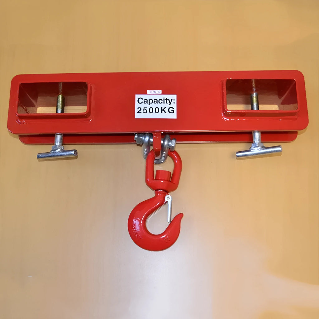 MK forklift lifting hook with rotatable drum and safety lock, iron construction for 25 tonne capacity.