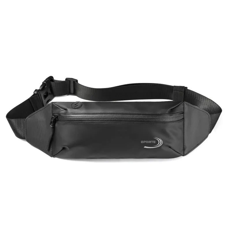 Men's blue waterproof sports waist bag made from Derm Oxford polyester with 45cm length