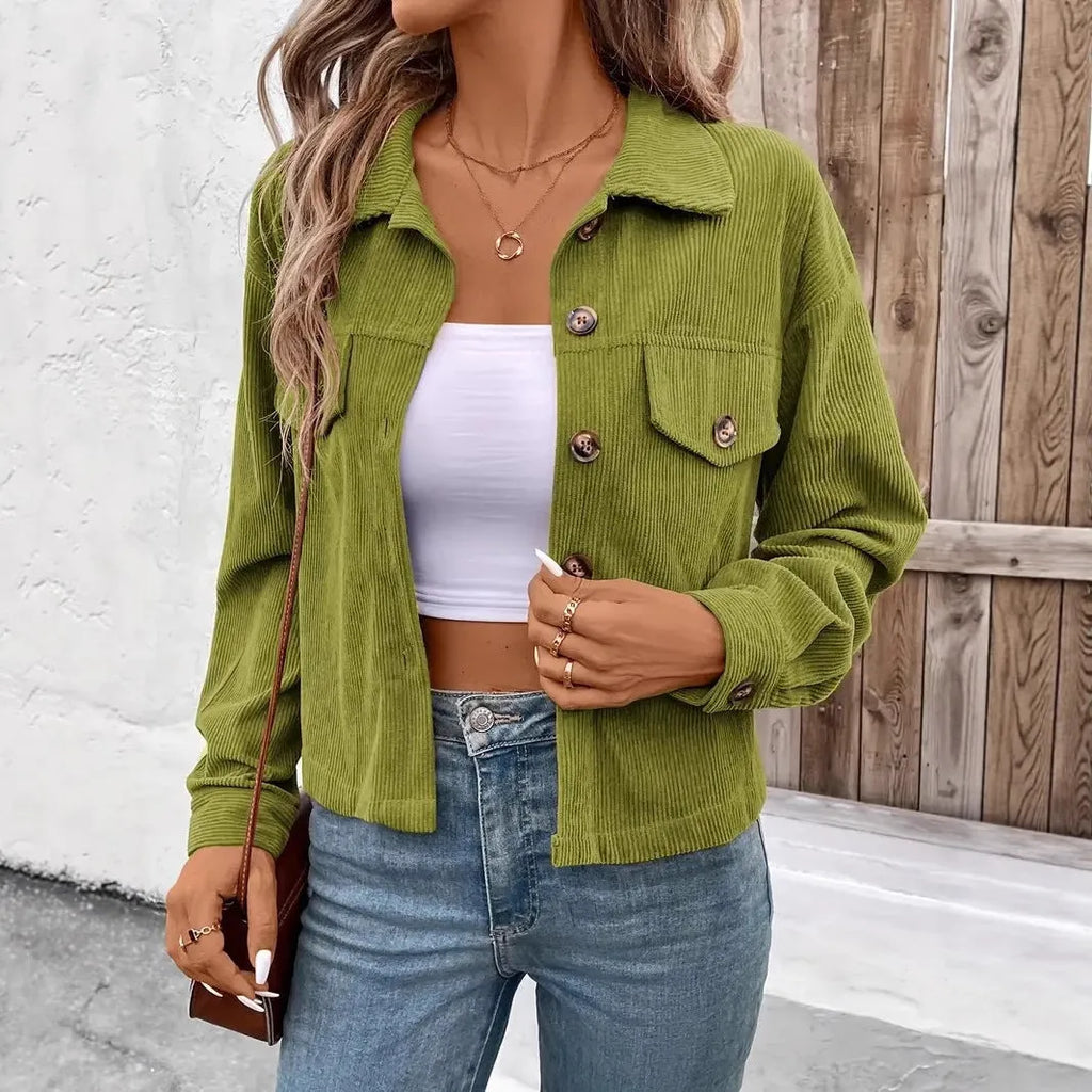 Women's retro artistic shirt coat jacket with button front in six colour options
