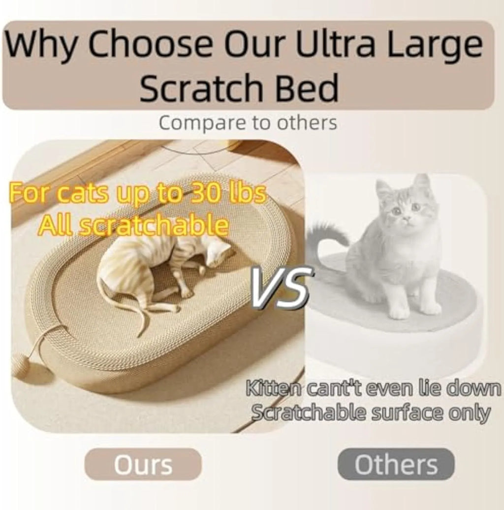 Extra large natural sisal cat scratching board with integrated lounge platform