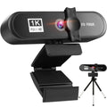 Beauty 4K auto-focus USB webcam with stereo microphone and LED fill light on a white background
