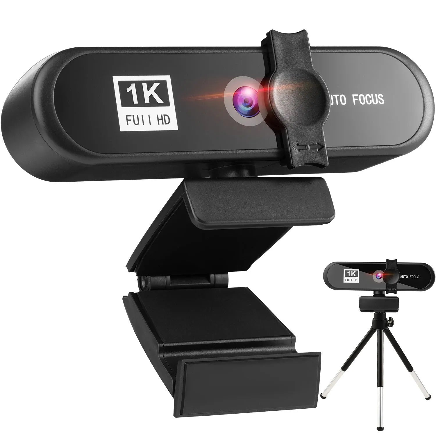 Beauty 4K auto-focus USB webcam with stereo microphone and LED fill light on a white background